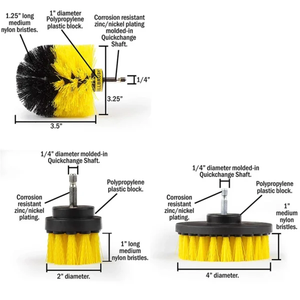 3Pcs/Set Electric Scrubber Brush Drill Brush Kit Plastic Round Cleaning Brush for Carpet Glass Car Tires BIY Bits by PROSTORMER - Image 4