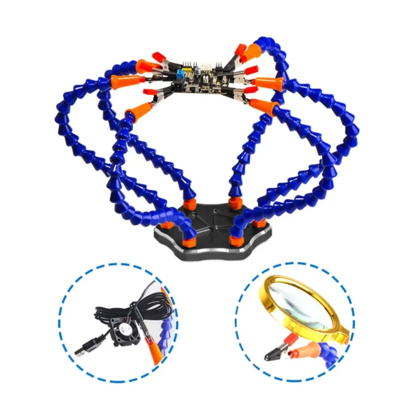 Third Hand Welding Station 3X Magnifier with Fan Welding Helping Hand 6 pcs Flexible Arms Soldering Soldering Holder PROSTORMER - Image 4