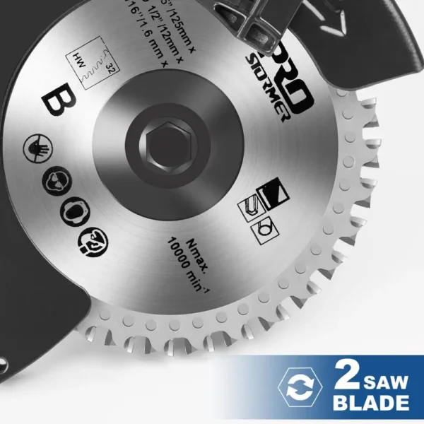 TCT Marble Saw Blade 125mm Double Blade Electric Circular Dual Saw for Fast Cutting Metal Marble By PROSTORMER - Image 4