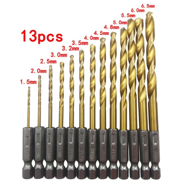 Twist Drill Bits 13 PCS HSS Hexagonal Shank High Speed Steel Electric Screwdriver Drill Bit Electric Drill 1.5-6.5mm - Image 2