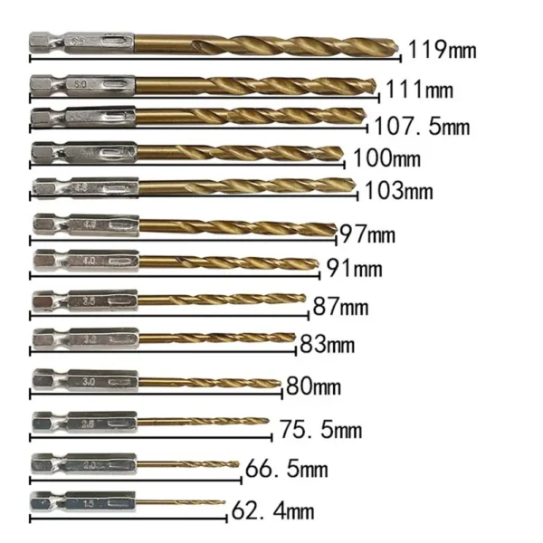 Twist Drill Bits 13 PCS HSS Hexagonal Shank High Speed Steel Electric Screwdriver Drill Bit Electric Drill 1.5-6.5mm - Image 3