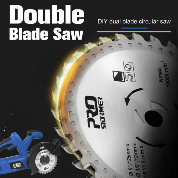 TCT Marble Saw Blade 125mm Double Blade Electric Circular Dual Saw for Fast Cutting Metal Marble By PROSTORMER - Image 3