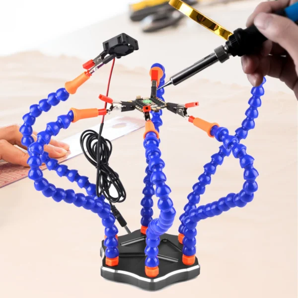 Third Hand Welding Station 3X Magnifier with Fan Welding Helping Hand 6 pcs Flexible Arms Soldering Soldering Holder PROSTORMER - Image 6