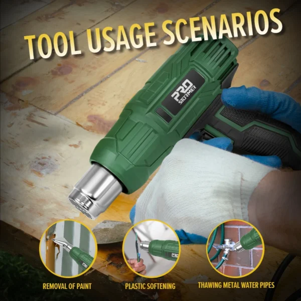 230V Heat Gun 2000W Industrial-Grade Electric Hot Air Gun with Adjustable 2-Speed Temperature and 4 Nozzle Attachments - Image 5