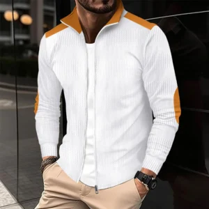 European and American cross-border autumn men's casual long sleeve young men's wrist embroidery lapel zipper casual jacket top
