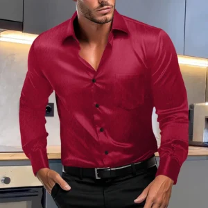 Cross-border new silky fabric casual fashion young men's shirt autumn business shirt high quality long-sleeved shirt