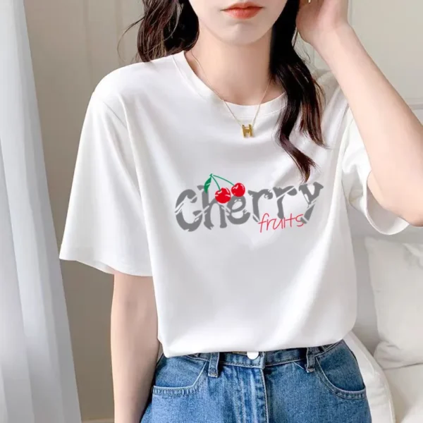 Fashion Women T-Shirts Comfortable O-neck Short Sleeve Pullover Basics Casual Loose Top Tees Harajuku Y2k Short Sleeve Girl Tops - Image 6
