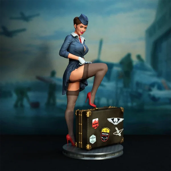 Stewardess 1:24 Unpainted Resin Model Kit - Airplane Cabin Crew Miniature Figure for Diorama, DIY Craft & Collectors (A732)