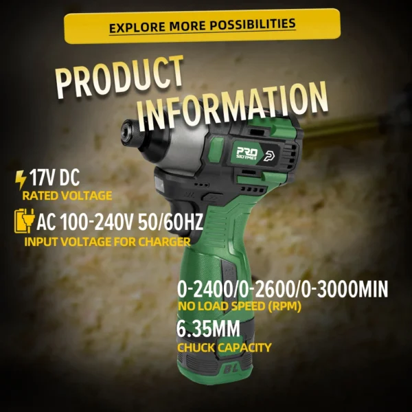 140NM Brushless Electric Screwdriver 17V Cordless Drill Screw 1500mAh Battery Rechargeable Hexagon Power Tools by PROSTORMER - Image 3