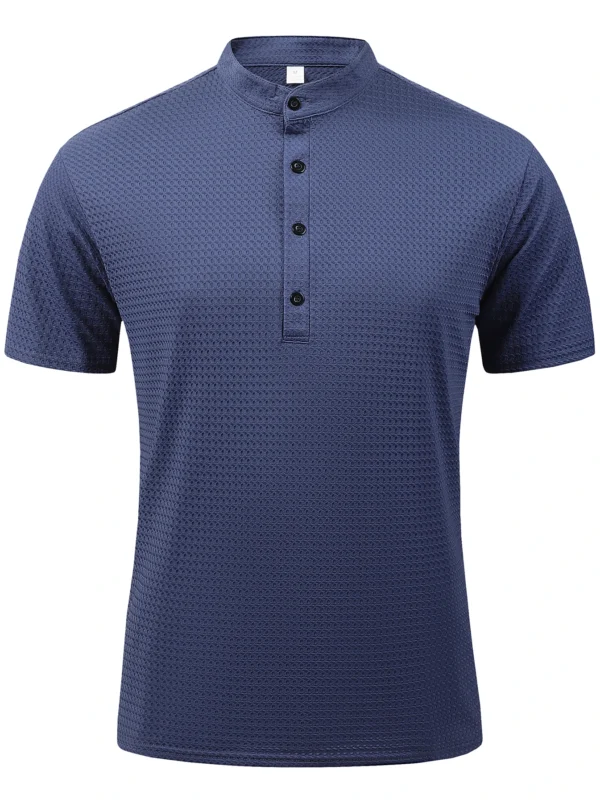 2024 Ice ribbon button collar Short-sleeved T-shirt Middle-aged men's Summer top thin Quick-drying T-shirt - Image 2