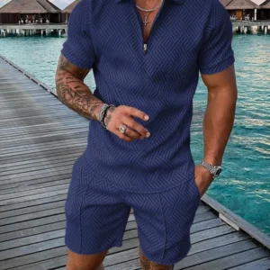 2024 summer burst Europe and the United States Amazon short-sleeved shorts two-piece sports casual men's muscle fashion suit