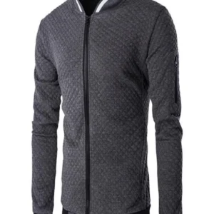 Outono inverno novas chegadas xadrez cardigan de gola de pé esporte casual moda jaqueta braço zip shirt golfe fitness solto top