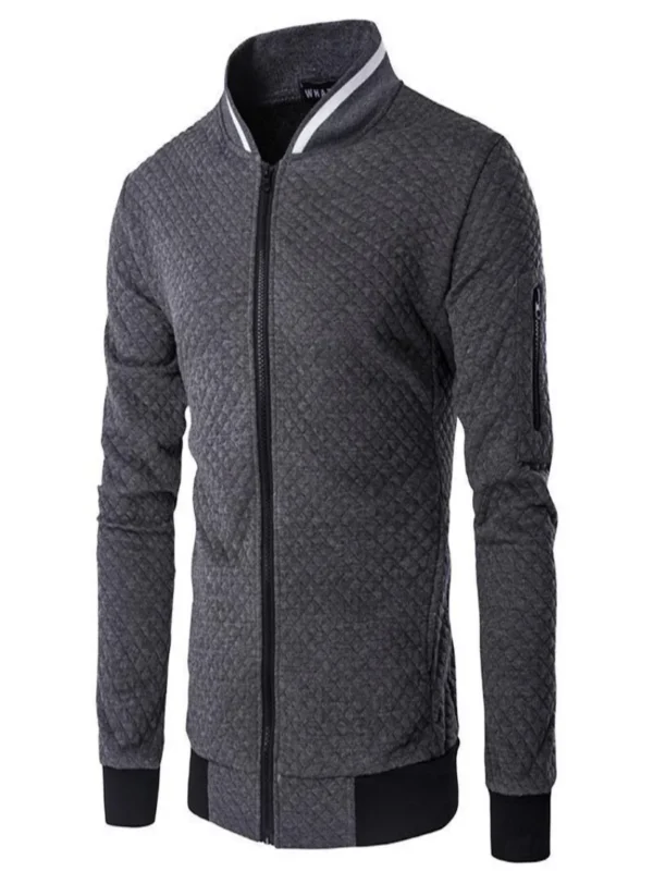 Outono inverno novas chegadas xadrez cardigan de gola de pé esporte casual moda jaqueta braço zip shirt golfe fitness solto top