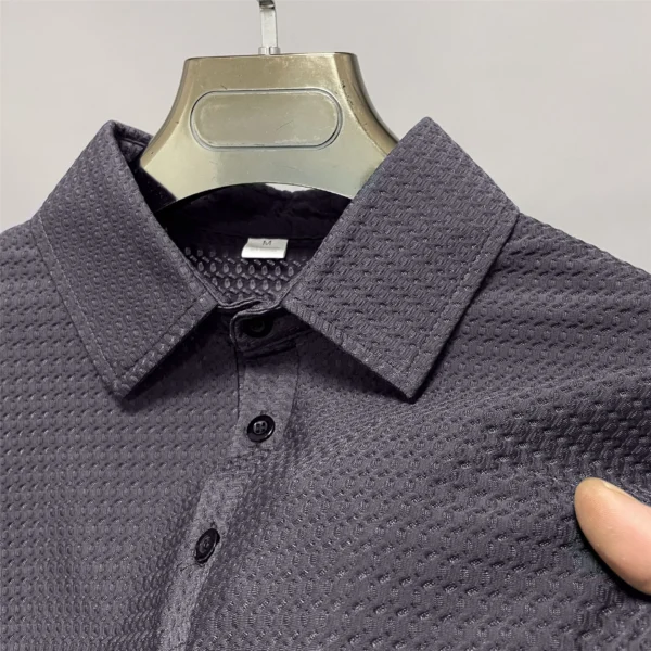 Summer T-shirt net ice silk breathable Short sleeve men's shirt collar solid Polo shirt Half sleeve men's clothing - Image 3
