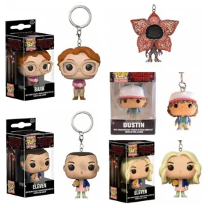 FUNKO Dustin Barb ELEVEN with Eggos Demogorgon Keychain Toys Figure Collectible Model Vinyl Dolls Keyring Toy