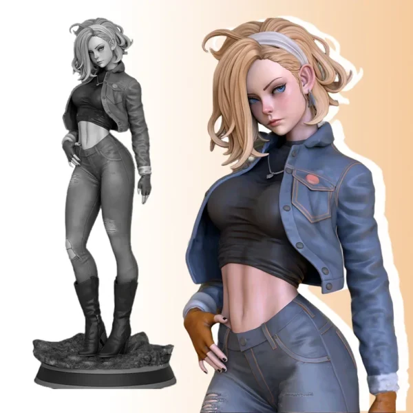 Anime Figure Android 18 Resin Figure Miniature 1:16 Resin Model Kit Unpainted Plastic Model Kit A442