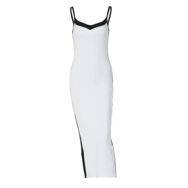 Women's Dress Elegant Sexy Bodycon Slim Black Splice Contrast Sling Back Split Pencil Dresses Fashion Party Evening Dress Female - Image 5