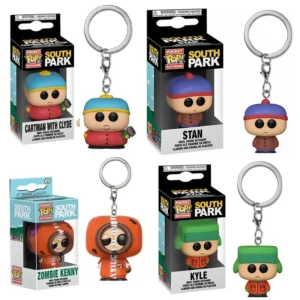 5 New Funko POP Pocket Keychain South Park Kyle Stan Zombie Kenny Cartman Movable Doll Model Toy Children's Birthday Gift