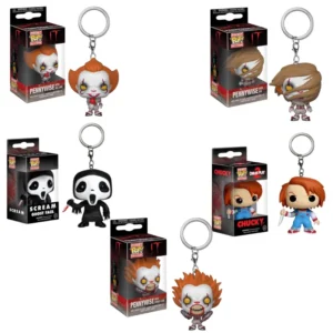 FUNKO Pennywise Scream Face Chucky Pocket Keychain Action Figures Collection Model Toys For Children Christmas Gift