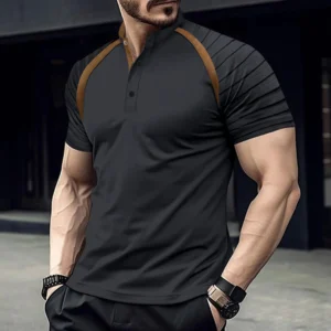 Europe and the United States new hot selling quick - dry short - sleeved golf muscle POLO shirt arm striped sports polo shirt