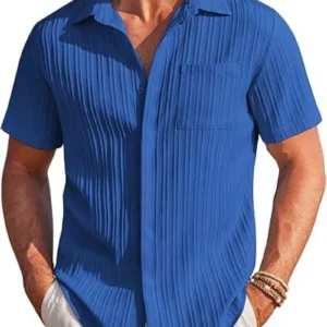 2024 Spring/Summer explosive fashion summer explosive men's fashion striped casual beach shirt Short sleeve lapel urban shirt to