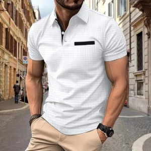 Back street men muscle Brother fitness senior sense summer POLO shirt new jacquard plaid golf men's jersey marathon