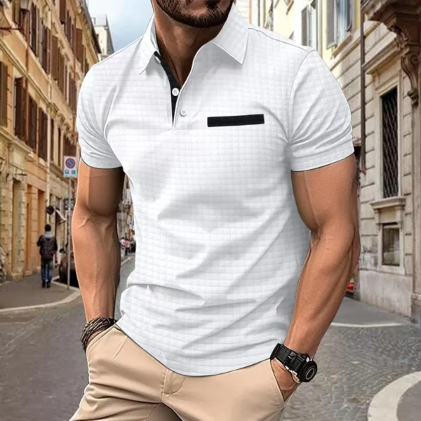 Back street men muscle Brother fitness senior sense summer POLO shirt new jacquard plaid golf men's jersey marathon