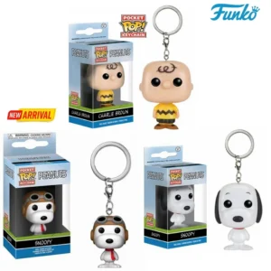 FUNKO POP New Keychain Toy Peanuts Charlie Brown SNOOPY Toy Figures Pocket POP Keychain Cute Collectible Pendants Model TOYS