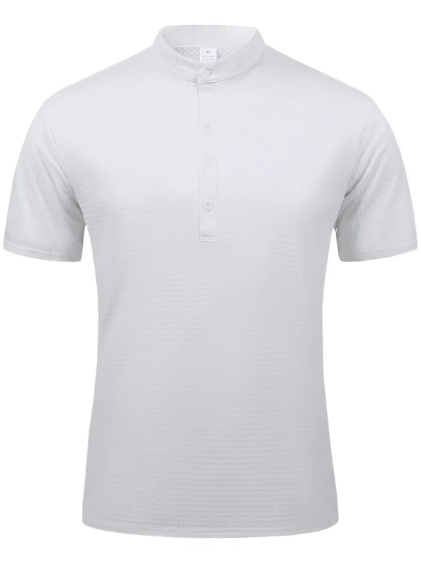 2024 Ice ribbon button collar Short-sleeved T-shirt Middle-aged men's Summer top thin Quick-drying T-shirt - Image 5