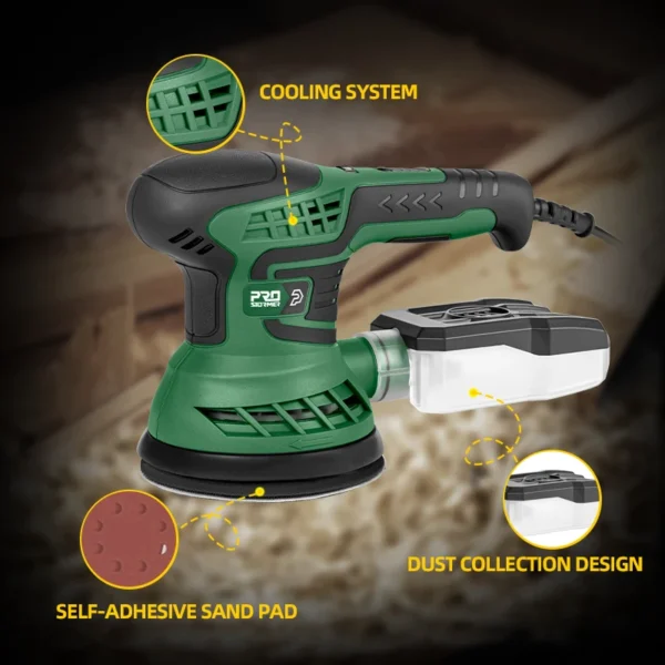 400W Electric Sander Machine with 7-Speed Transmission 125mm Sanding Pad Dust Collector And 21pcs Sandpapers Set by PROSTORMER - Image 5