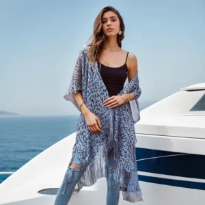 American Retro Streets Sun Protection Shawl For Women Summer Hollow Out Cardigan Holiday Bikini Blouse Breathable Beach Cape