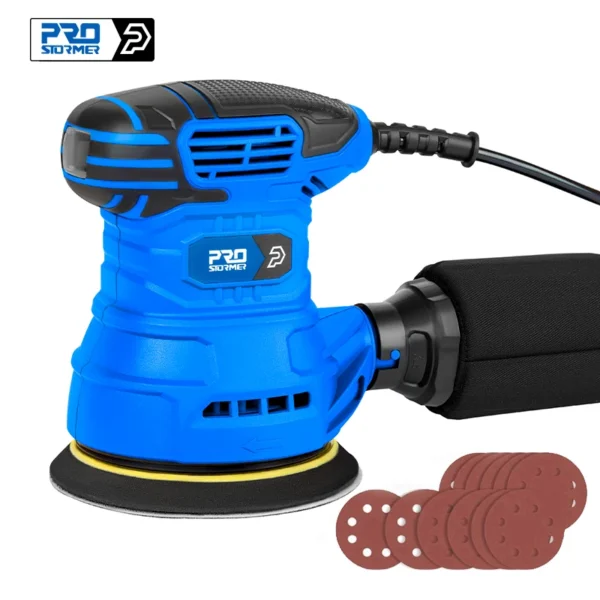 300W Random Orbital Electric Sander Machine With 21Pcs 125mm Sandpapers Strong Dust Collection Polisher by PROSTORMER