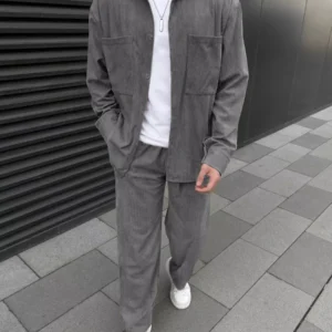 Spring and autumn 2025 new European and American men's corduroy long-sleeve jacket, fashion, casual and high-quality trousers