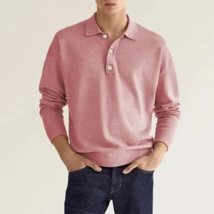 Europe and the United States Autumn Hot selling Long sleeve V-neck Men's Solid color Casual shirt Business polo shirt