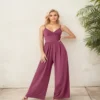 Jumpsuit For Women 2024 Elegant Office Solid Color Sleeveless Sling Tube Top Higt Waist Ruched Rompers Fashion Casual Loose