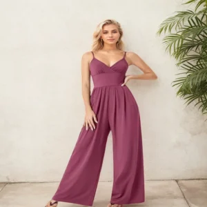 Jumpsuit For Women 2024 Elegant Office Solid Color Sleeveless Sling Tube Top Higt Waist Ruched Rompers Fashion Casual Loose