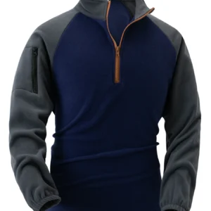 Cross-border foreign trade men's new vertical collar half zipper long sleeve arm zipper pocket tactical hoodie puller training u