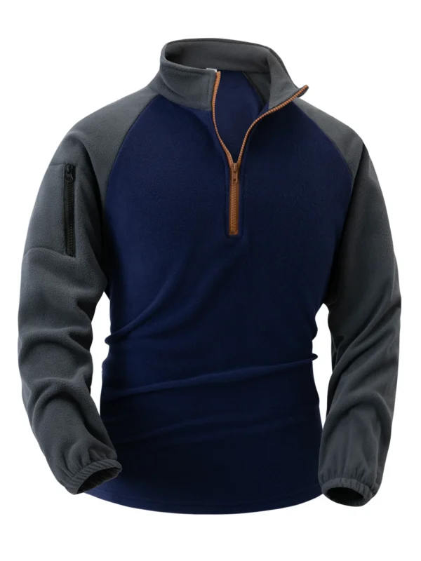 Cross-border foreign trade men's new vertical collar half zipper long sleeve arm zipper pocket tactical hoodie puller training u