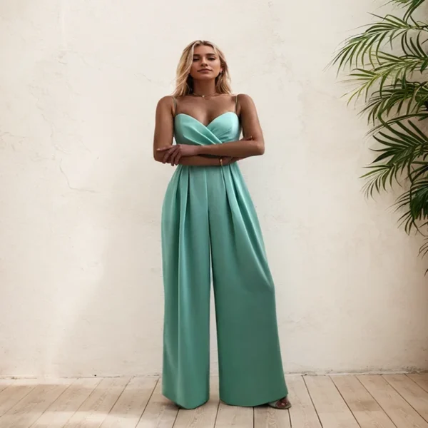 sexy Breast wrap sling women jumpsuit fashion elegant Suspender sleeveless solid party rompers High Waist Wide Leg Jumpsuits - Image 5
