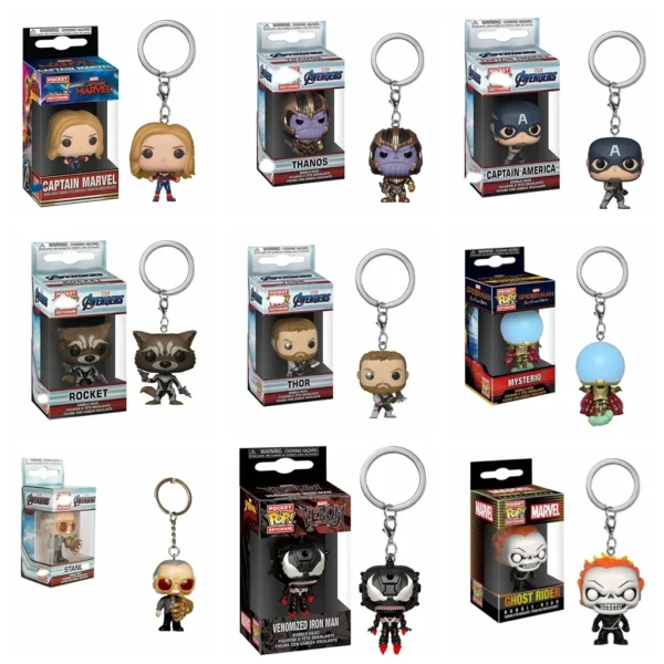 Funko Pop Captain America Inro Man Deadpool Spider Man Thanos Thor Keychain Toys Vinyl Doll Collectible Toy Figure Kid Gift l03 - Image 3