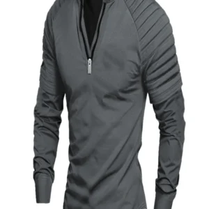 Europe and the United States cross-border 2024 autumn muscular men's POLO shirt zipper long-sleeved men's sports polo shirt