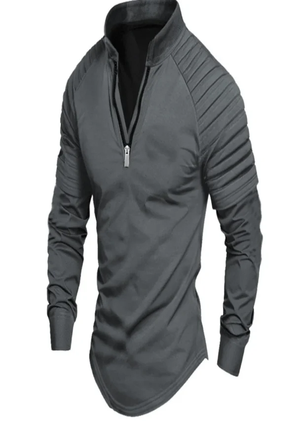 Europe and the United States cross-border 2024 autumn muscular men's POLO shirt zipper long-sleeved men's sports polo shirt