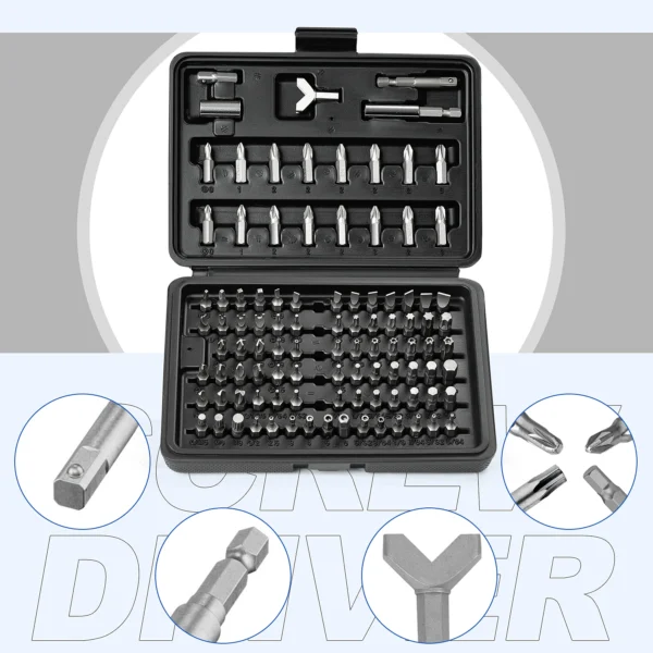 PROSTORMER 100pcs Screwdriver Bit Set Security Chrome Vanadium CR-V Steel Hex Key Phillips Slotted Tri-Wing Repair Hand Tool Kit - Image 4