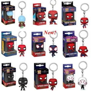 Full Funko pop Pocket Keychain SPIDER MAN Marvels Spider-gwen Zomie Hunter Spidey toys Figure Model Toys Children Birthday Gift