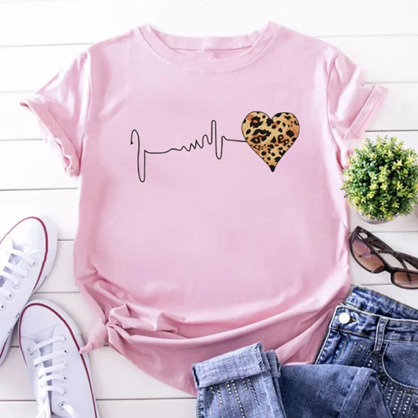 Summer Sport T-Shirt For Women Sexy Solid Color Kiss Lip Crew Neck Tops Fashion Trend Style Cartoon Print Short Sleeves T-shirts - Image 3