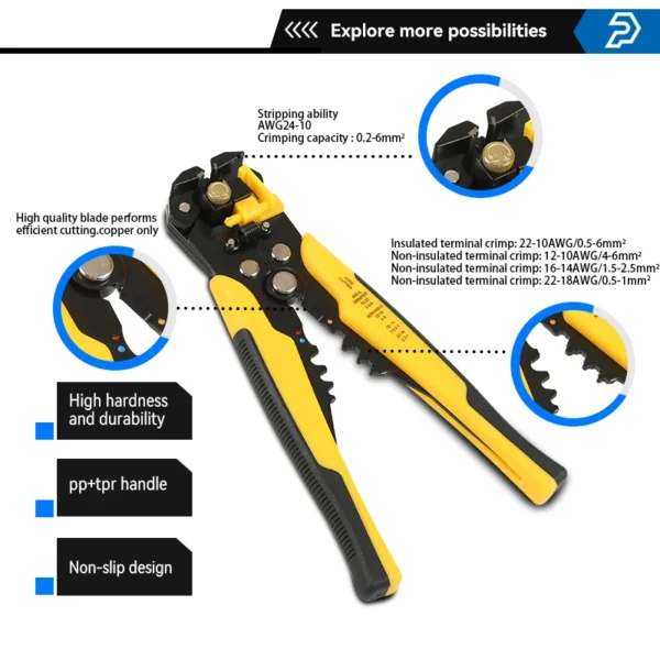 PROSTORMER 3 in 1 Wire Stripper Self Adjustable Automatic Cable Wire Stripper Crimping Plier Crimper Terminal Cutter Hand Tool - Image 4