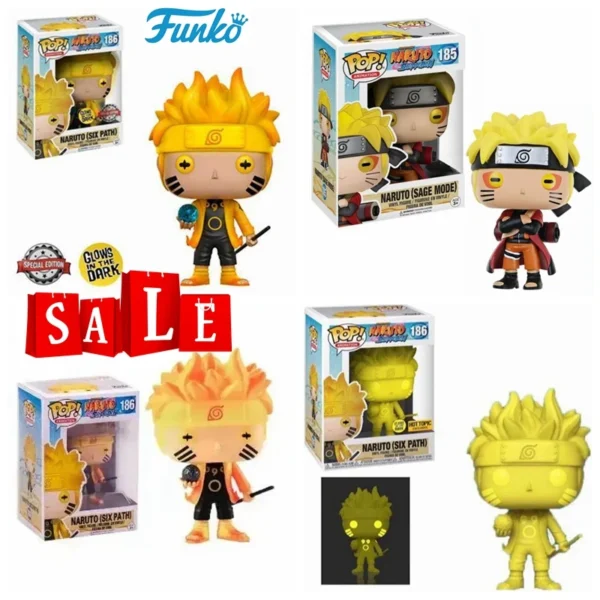 FUNKO POP NARUTO Shippuden Sage Mode #185 Six Path #186 Vinyl Figure Hot Topic Special Edition Glows Dark Collection Model Toys