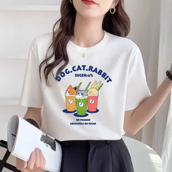 Fashion Women T-Shirts Comfortable O-neck Short Sleeve Pullover Basics Casual Loose Top Tees Harajuku Y2k Short Sleeve Girl Tops - Image 5