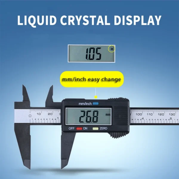 0-150mm Stainless Steel/Plastic Vernier Caliper LCD Digital Caliper 6 inch Instrument Depth Measuring Tools by PROSTORMER - Image 5