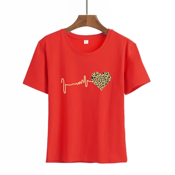 Summer Sport T-Shirt For Women Sexy Solid Color Kiss Lip Crew Neck Tops Fashion Trend Style Cartoon Print Short Sleeves T-shirts - Image 6